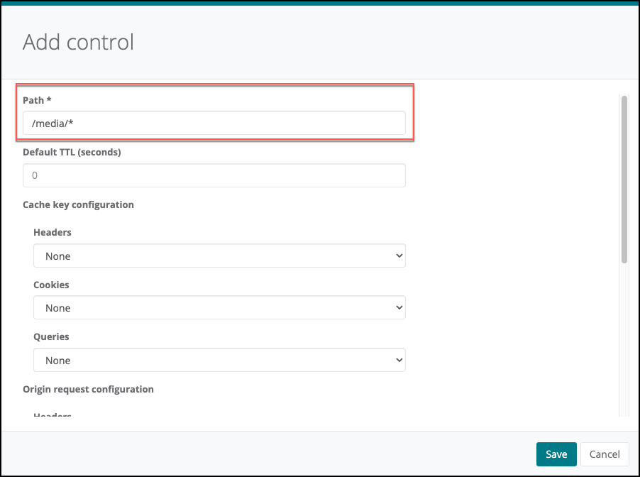 Add CDN control with media path