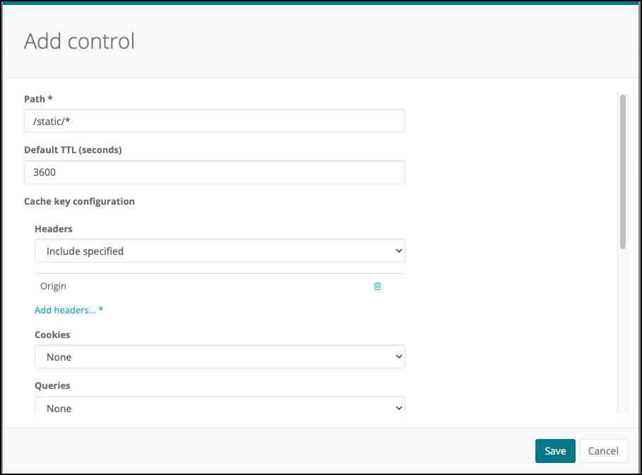 Specify CDN control settings
