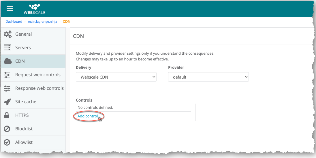 Click Add control link