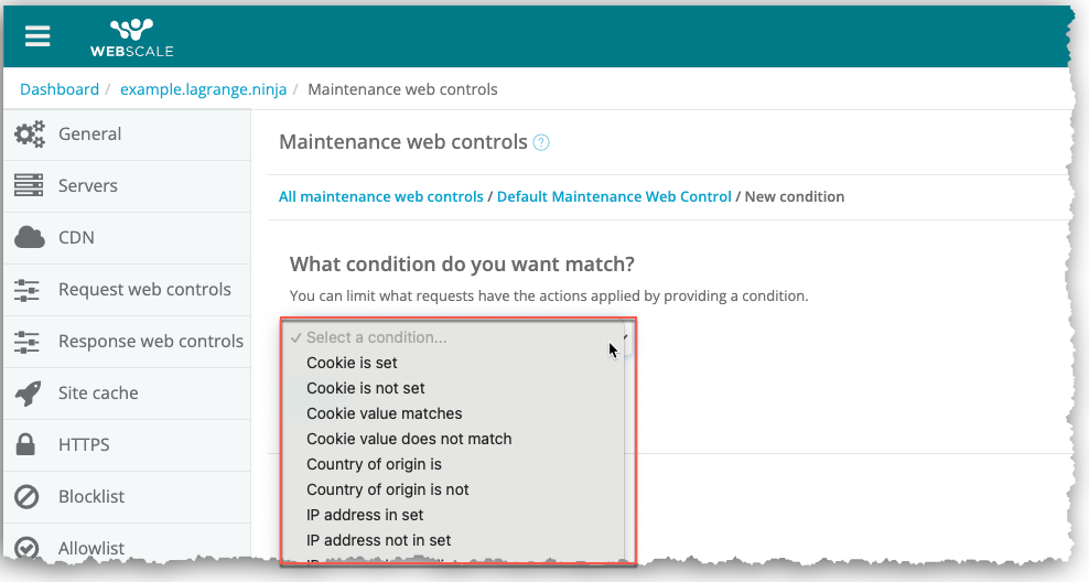 Edit maintenance web controls sections