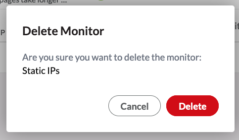 Delete data plane monitor confirmation box