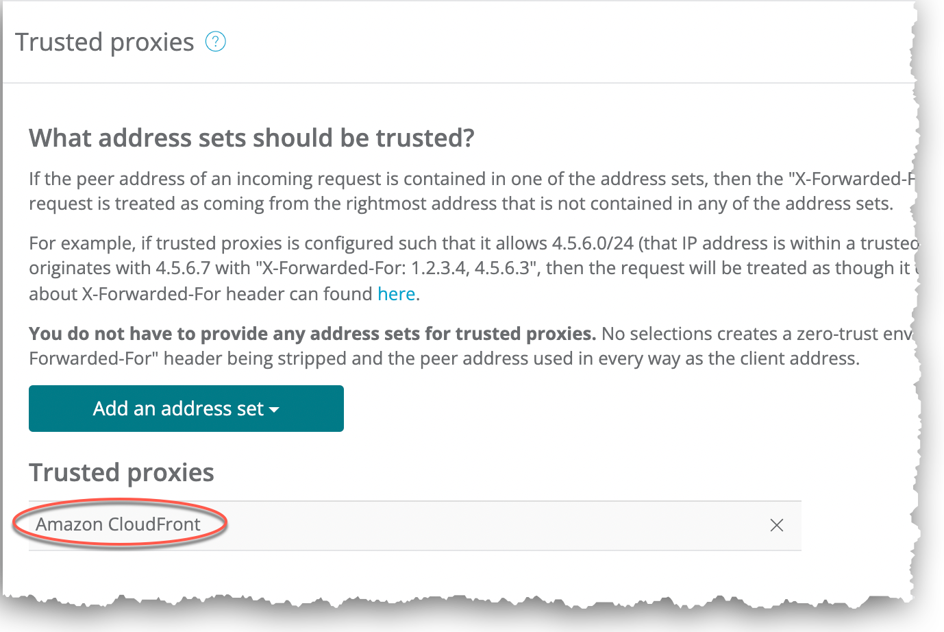 Cloudfront displays as a trusted proxy