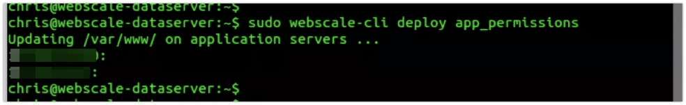 Webscale CLI deploy app permissions output